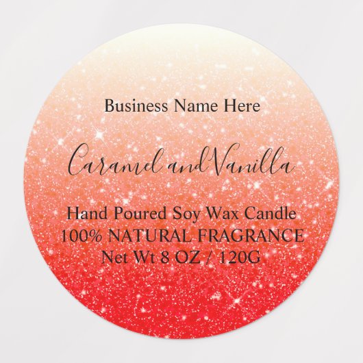 Moderne rote Glitzer-Kerzen-Labels Etiketten (Design 1)