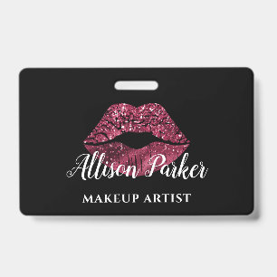 Moderne Rote Glitzer Lips Makeup Artist Ausweis