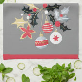 Moderne rote Gold- und Silberschmuck Grau Geschirrtuch (Gefaltet)