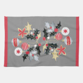 Moderne rote Gold- und Silberschmuck Grau Geschirrtuch (Horizontal)