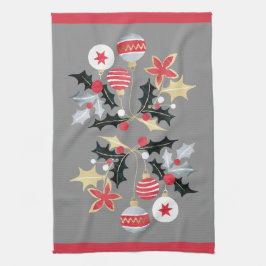 Moderne rote Gold- und Silberschmuck Grau Geschirrtuch