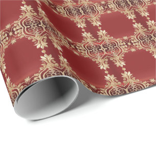 Moderne rote goldene Blumenverpackungspapier Geschenkpapier