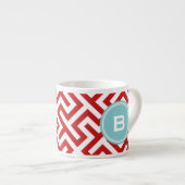 Moderne rote griechische Hauptgeometrie-Muster mon Espressotasse (Vorderseite Rechts)
