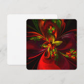 Moderne rote grüne florale abstrakte Kunst Muster  Einladung (Vorne/Hinten)