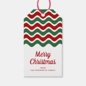 Moderne rote grüne Streifen Frohe Weihnachten Geschenkanhänger (Vorderseite)