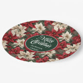 Moderne rote grüne Weihnachts-Blumen-Papierteller Pappteller (Schrägansicht)