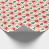 Moderne rote grüne Weihnachtsbaum karierte Muster Geschenkpapier (Ecke)