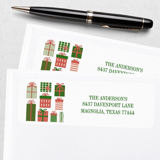 Moderne rote grüne Weihnachtsgeschenk-Rücksendeadr