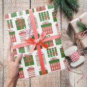 Moderne rote grüne Weihnachtsgeschenkverpackung Mu Geschenkpapier
