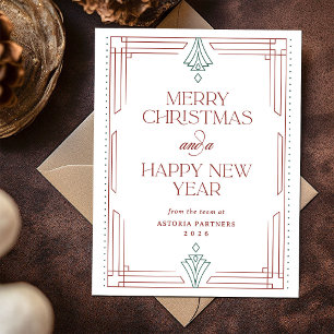 Moderne rote grüne weiße elegante Firmenweihnachte Feiertagspostkarte