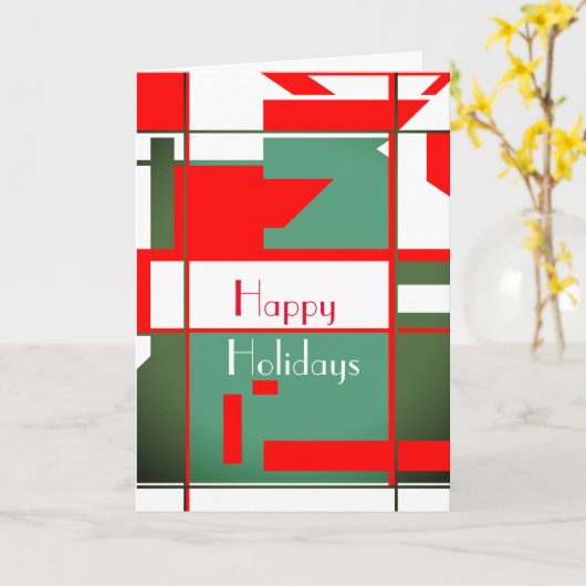 Moderne rote Grüntöne aus dem Mittelalter - Weißer Karte (Gelbe Blume)