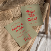 Moderne rote Hand gezeichnet kühl Retro Quirky Wed Save The Date