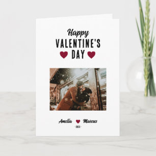 Moderne rote Herz Happy Valentinstag Foto Feiertagskarte