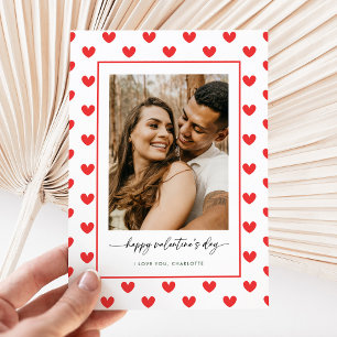 Moderne rote Herz-Liebes-Foto Valentinstag Feiertagskarte