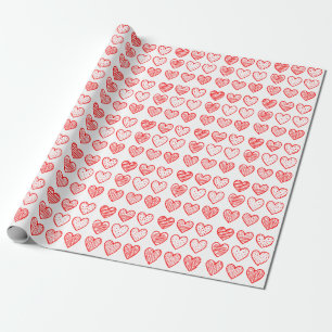 Moderne rote Herzen auf weißem Happy Valentinstag Geschenkpapier