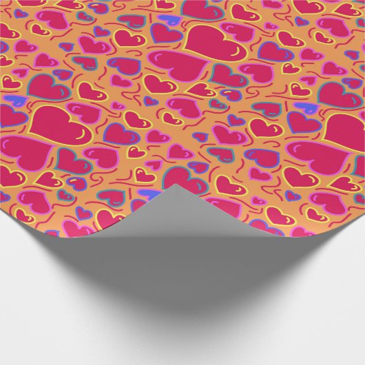Moderne rote Herzen Geschenkpapier (Ecke)
