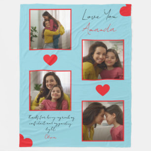 Moderne rote Herzen Geschwisterfoto Collage Fleecedecke