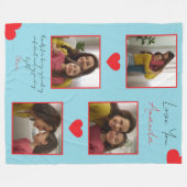 Moderne rote Herzen Geschwisterfoto Collage Fleecedecke (Vorderseite (Horizontal))