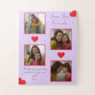 Moderne rote Herzen Geschwisterfoto Collage Puzzle