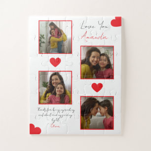 Moderne rote Herzen Geschwisterfoto Collage Puzzle