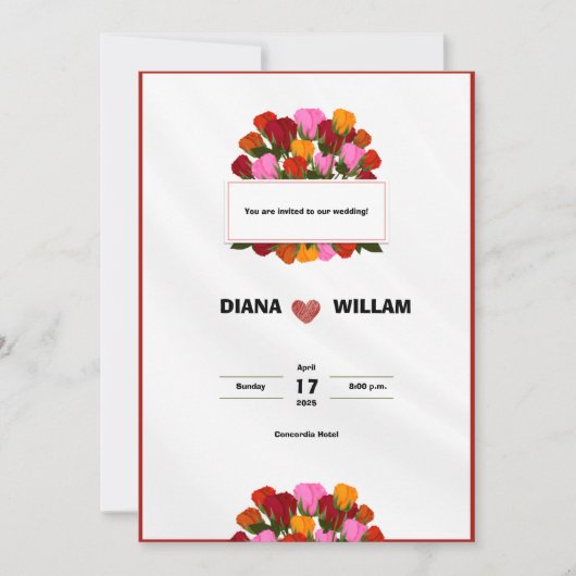 Moderne Rote Hochzeit Einladung (Vorderseite)