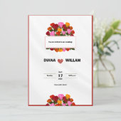 Moderne Rote Hochzeit Einladung (Stehend Vorderseite)