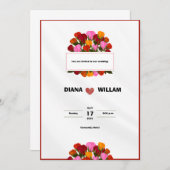 Moderne Rote Hochzeit Einladung (Vorne/Hinten)