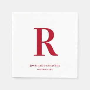 Moderne Rote Hochzeit Monogram Napkins Serviette