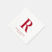 Moderne Rote Hochzeit Monogram Napkins Serviette (Ecke)