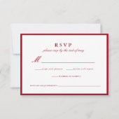 Moderne rote Hochzeitskarte RSVP Karte (Vorderseite)
