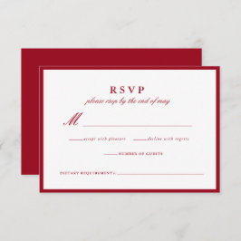 Moderne rote Hochzeitskarte RSVP Karte