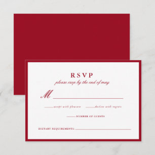 Moderne rote Hochzeitskarte RSVP Karte