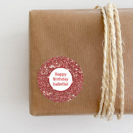 Moderne Rote Imitate Glitzer sieht Custom Happy Bi Runder Aufkleber