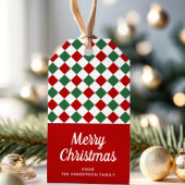 Moderne Rote Karo Frohe Weihnachten Geschenkanhänger