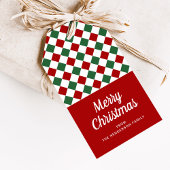 Moderne Rote Karo Frohe Weihnachten Geschenkanhänger