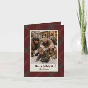 Moderne rote Karo Zwei Fotos Frohe Weihnachten