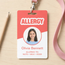 Moderne rote Kinder-Lebensmittelallergie-ID