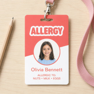 Moderne rote Kinder-Lebensmittelallergie-ID Ausweis