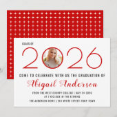 Moderne Rote Klasse 2025 Abschluss Foto Einladung (Vorne/Hinten)