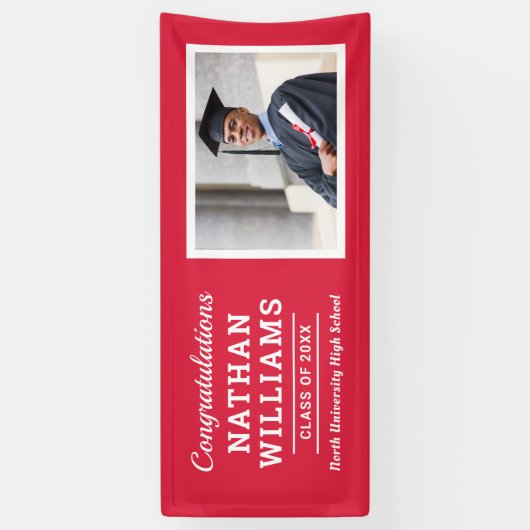 Moderne Rote Klasse 2025 Custom Abschluss Foto Banner (Vertikal)