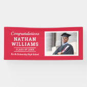 Moderne Rote Klasse 2025 Custom Abschluss Foto Banner (Horizontal)