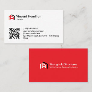Moderne rote Konstruktion Bold Professional Visitenkarte