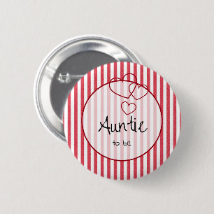 Moderne rote Kreidestreifen-Treifachherzen-Tante-w Button