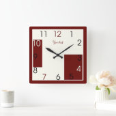 Moderne rote Kunst Quadratische Wanduhr (Zuhause)