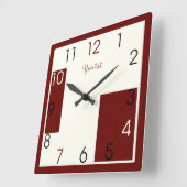 Moderne rote Kunst Quadratische Wanduhr (Winkel)