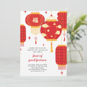 Moderne rote Lanterns Chinesisches Neujahrsfest-Pa Einladung (Stehend Vorderseite)