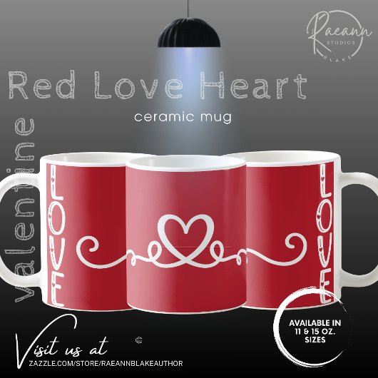 Moderne Rote Liebe Herz - Valentine Keramik Tasse