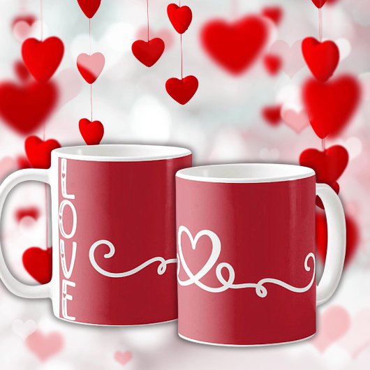 Moderne Rote Liebe Herz - Valentine Keramik Tasse