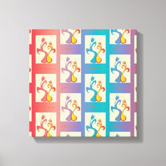 Moderne rote, lila und blaue Tulip-Muster Leinwanddruck (Vorderseite)