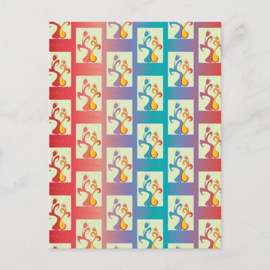 Moderne rote, lila und blaue Tulip-Muster Postkarte (Vorderseite)